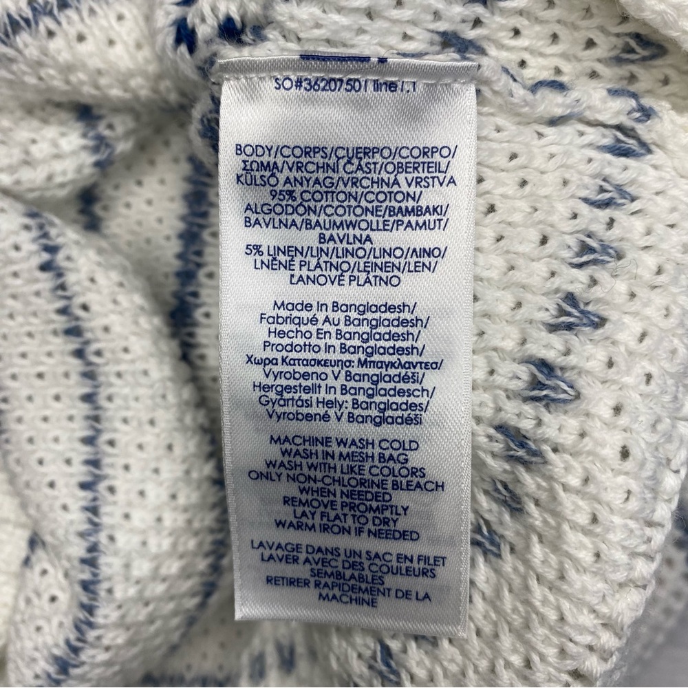 Chaps White Blue Stripes Long Sleeve Henley Pullover Sweater Women's Size XL - Picture 6 of 12